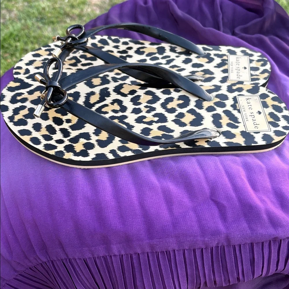 Kate Spade Leopard Print Black and Tan Sandals
